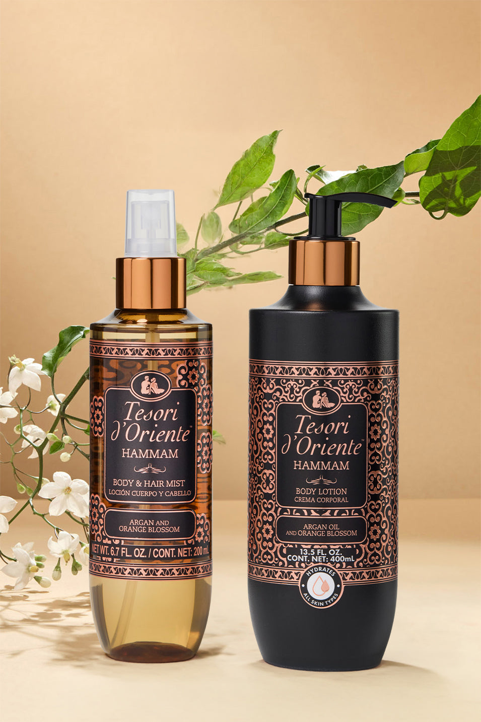 Hammam Body & Hair Mist 6.7 Fl Oz & Body Lotion 13.5 Fl Oz